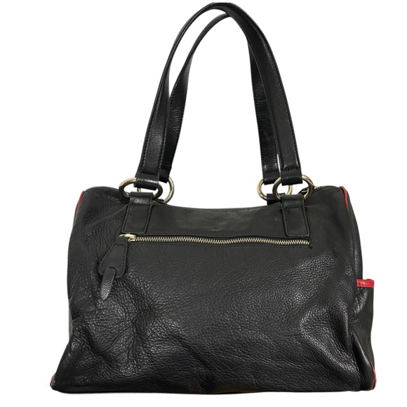 Aqua Madonna Leopard Calf Hair Large Leather Shoulder Bag Red Tassel Zip Satchel - Picture 5 of 15